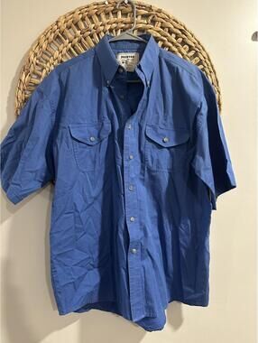 Painted Desert by Wrangler Men's Short Sleeve Button-Up Shirt Large Blue Cotton
